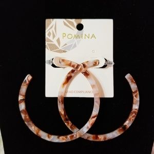 Acrylic earrings brown/white tortoiseshell hoops